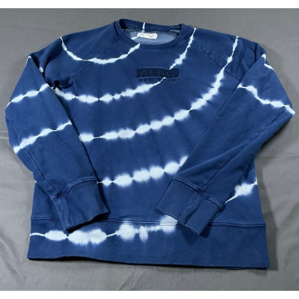 Aeropostale Womens Blue Tie Dye Crewneck Sweatshirt Aero‎ New York Logo Medium